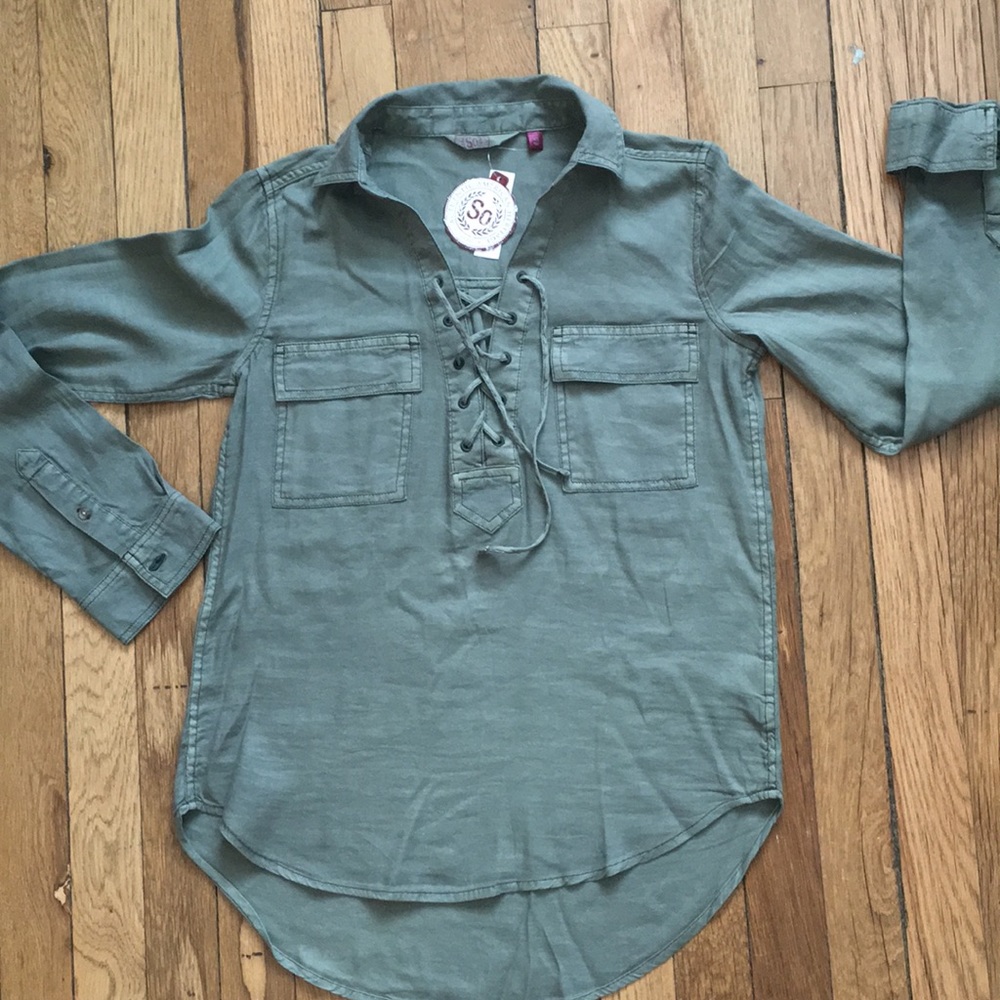 SO brand lace up front shirt